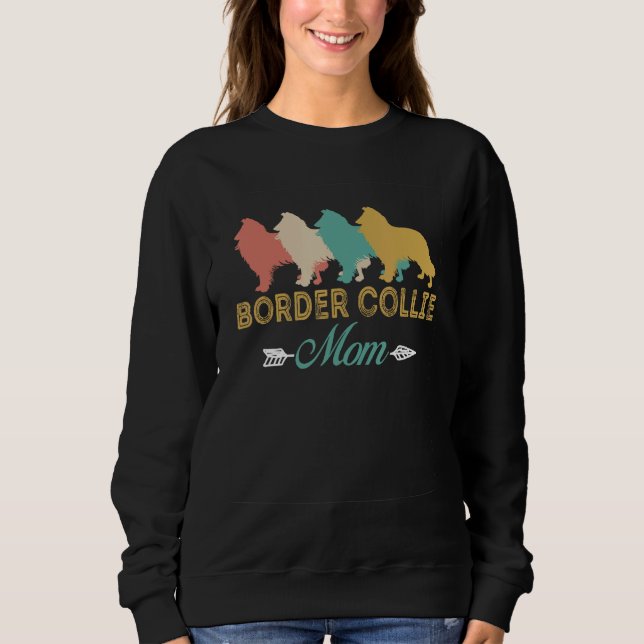 Border Collie Dog Retro Border Collie Mom grandma Sweatshirt (Vorderseite)