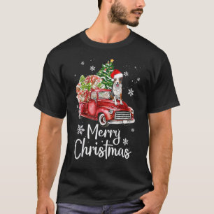 Border Collie Dog Riding Red Truck Weihnachtsbaum T-Shirt