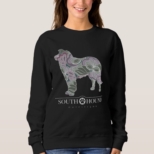 Border Collie Dog Sage Blush Floral Pattern Sweatshirt (Vorderseite)
