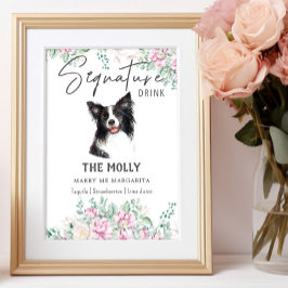 Border Collie Dog Signature Drink Sign Poster