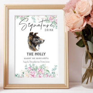 Border Collie Dog Signature Drink Sign Poster