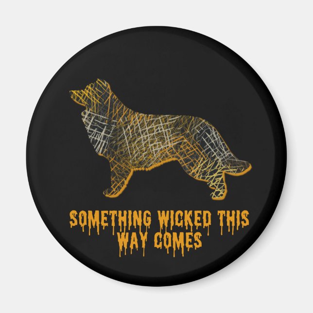 Border Collie Dog Silhouette Fun Halloween Magnet (Vorne)