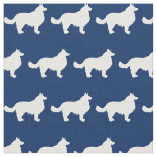 Border Collie Dog Silhouette Pet Navy Blue Stoff