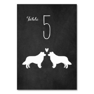 Border Collie Dog Silhouetten Hochzeit Empfang Tischnummer