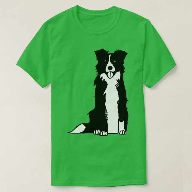Border Collie Dog Sitzen T-Shirt (Design vorne)