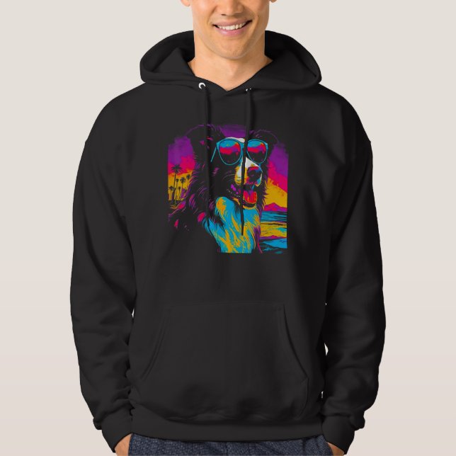 Border Collie Dog Sunglasses Party Hoodie (Vorderseite)