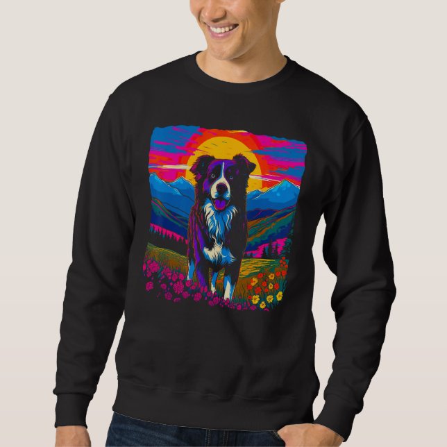 Border Collie Dog Sunset Sweatshirt (Vorderseite)