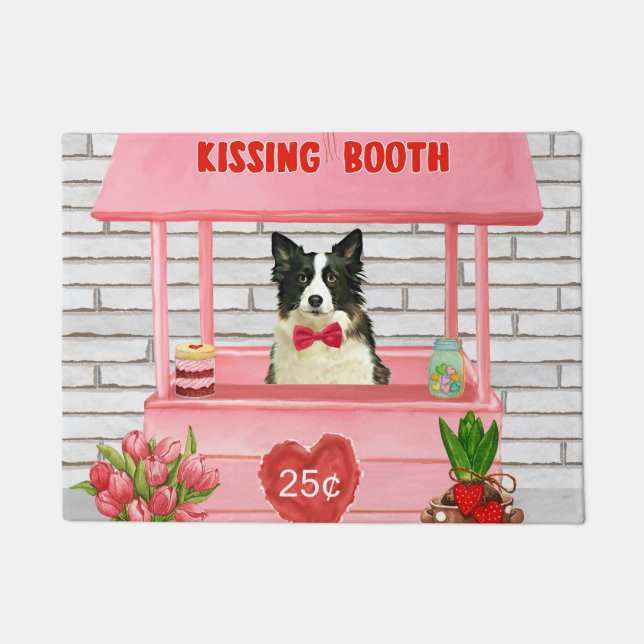 Border Collie Dog Valentine's Day Kissing Booth Fußmatte (Vorderseite)