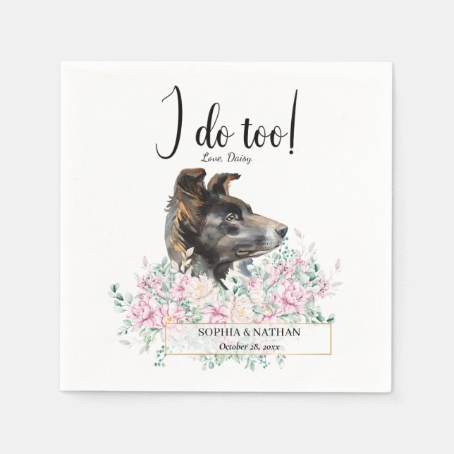 Border Collie Dog Wedding Cocktail Napkins Serviette (Vorderseite)