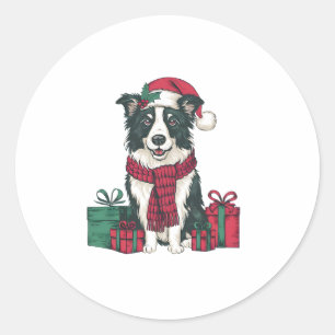 Border Collie Dog Weihnachten Party Weihnachten We Runder Aufkleber