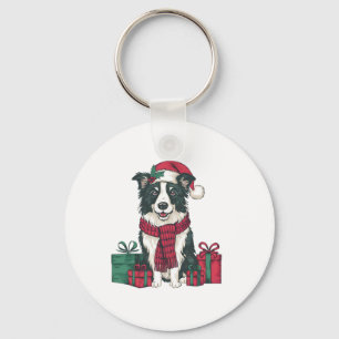 Border Collie Dog Weihnachten Party Weihnachten We Schlüsselanhänger