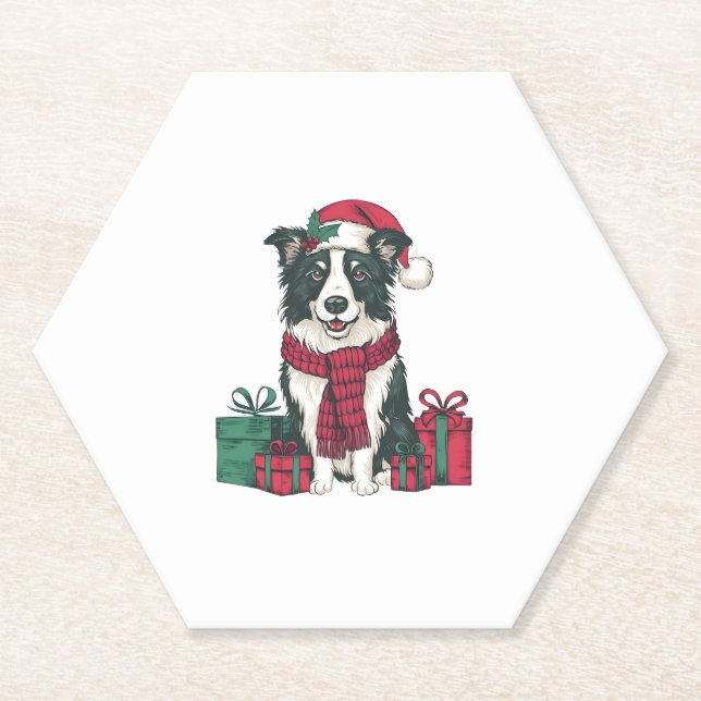 Border Collie Dog Weihnachten Party Weihnachten We Untersetzer (Vorderseite)