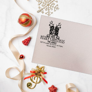Border Collie Dog Weihnachts-Rücksendeadresse Gummistempel
