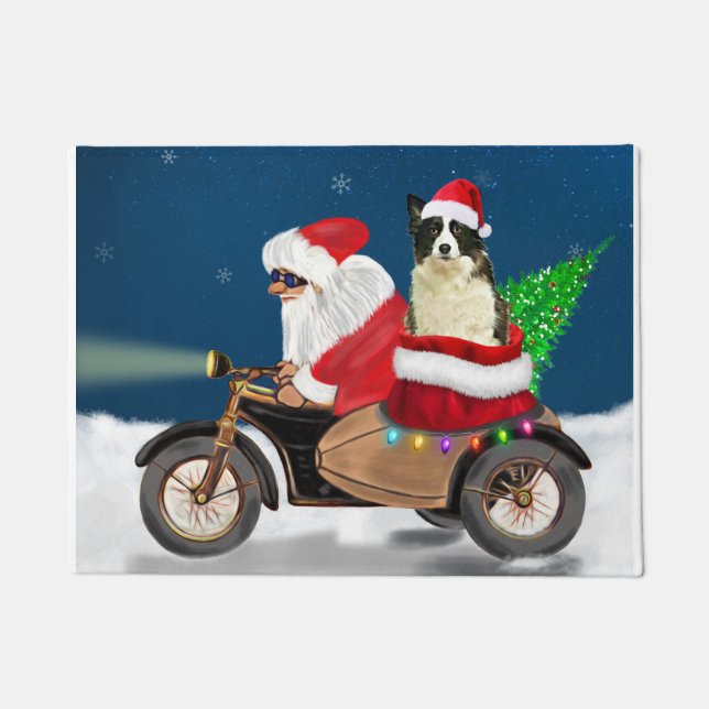 Border Collie Dog Weihnachtsmann Fußmatte (Vorderseite)