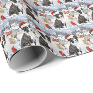 Border Collie Dog Winter Wunderland Weihnachtsfreu Geschenkpapier