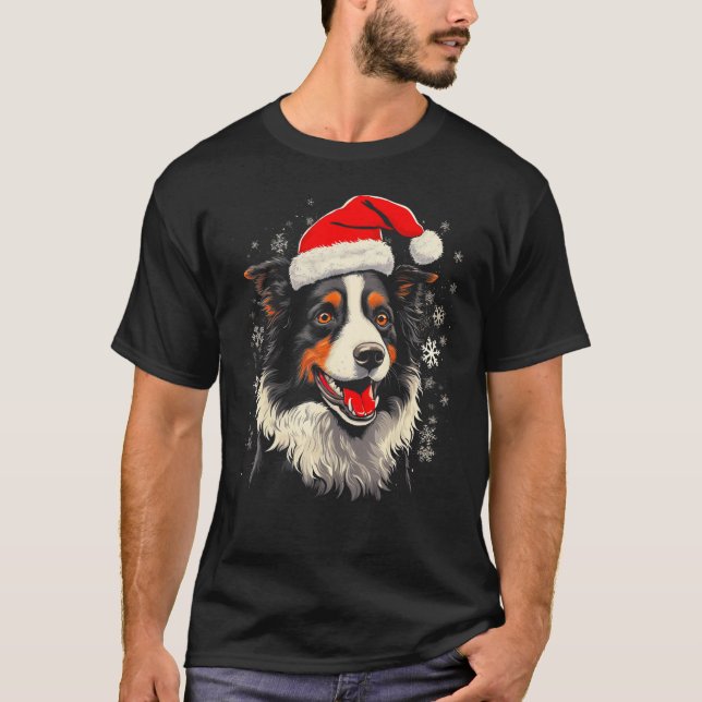 Border Collie Dog Xmas T-Shirt (Vorderseite)