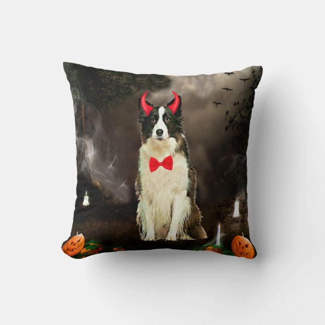 Border Collie Dog zu Halloween-Kostüm Kissen (Vorderseite)