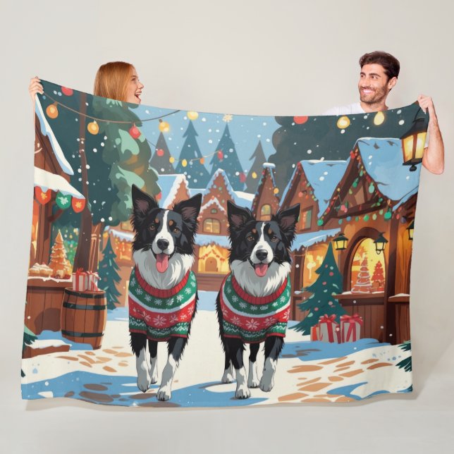 Border Collie Dogs Christmas Snow Holiday Fleecedecke (Beispiel)