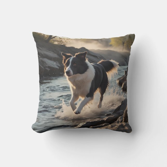 Border Collie Elegant Throw Kissen (Vorderseite)