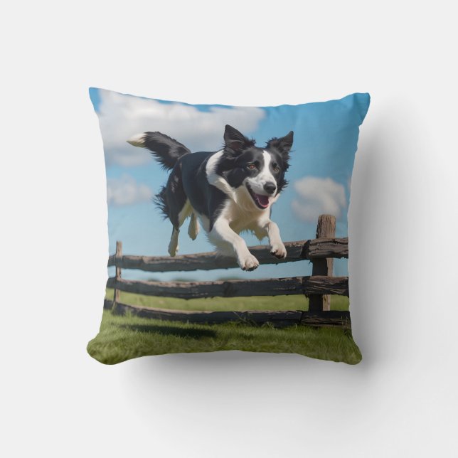 Border Collie Elegant Throw Kissen (Vorderseite)