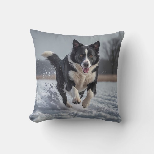 Border Collie Elegant Throw Kissen (Vorderseite)