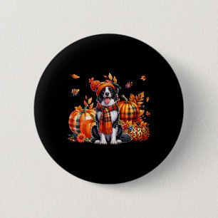 Border Collie Erntedank Leopard Pumpkins Fall L Button