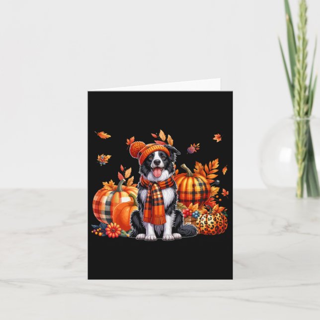 Border Collie Erntedank Leopard Pumpkins Fall L Karte (Vorderseite)