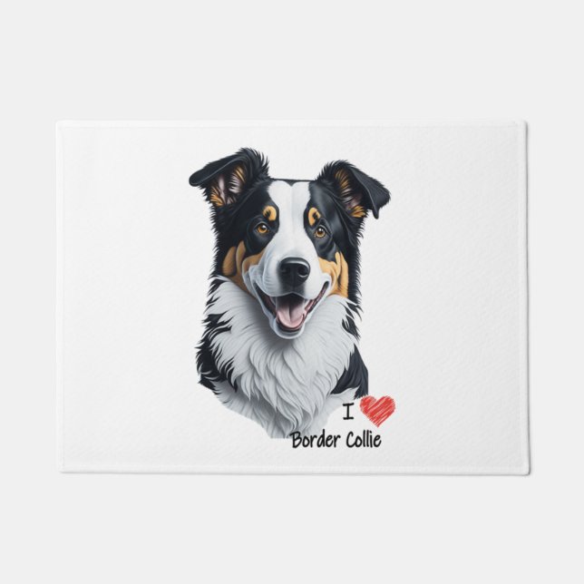 Border Collie face (mit I Liebe Text) Fußmatte (Vorderseite)