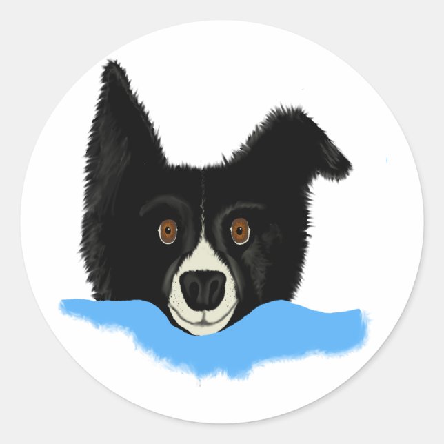 Border Collie Face Runder Aufkleber (Vorderseite)