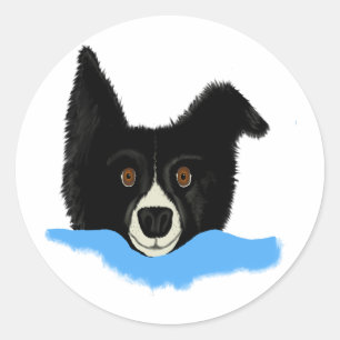 Border Collie Face Runder Aufkleber