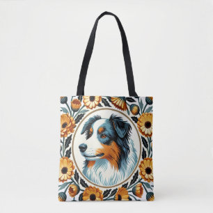 Border Collie Flower Garden Tasche