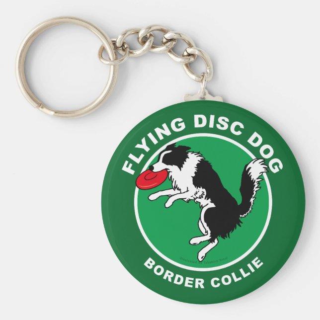 Border Collie Flying Disk Dog Schlüsselanhänger (Vorne)