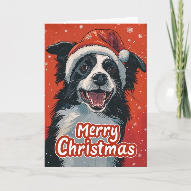 Border Collie Frohe Weihnachten Personalisiert (Vorderseite)