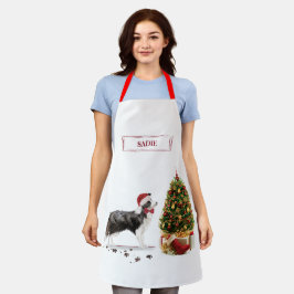 Border Collie Funny Christmas Dog mit Baum Schürze