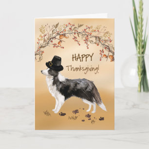 Border Collie Funny Pilgrim Hat Erntedank Karte