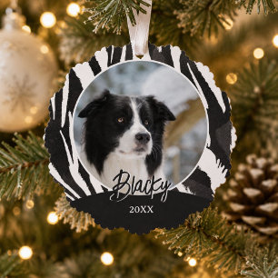 Border Collie Fur Muster Foto Weihnachten Ornament Karte