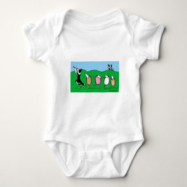 Border-Collie-gescheckter Pfeifer Baby Strampler (Vorderseite)