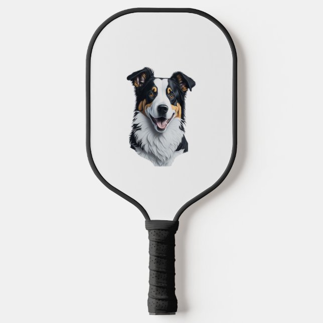 Border Collie Gesicht Pickleball Schläger (Vorderseite)