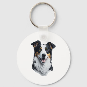 Border Collie Gesicht Schlüsselanhänger