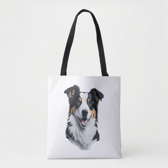 Border Collie Gesicht Tasche (Vorderseite)