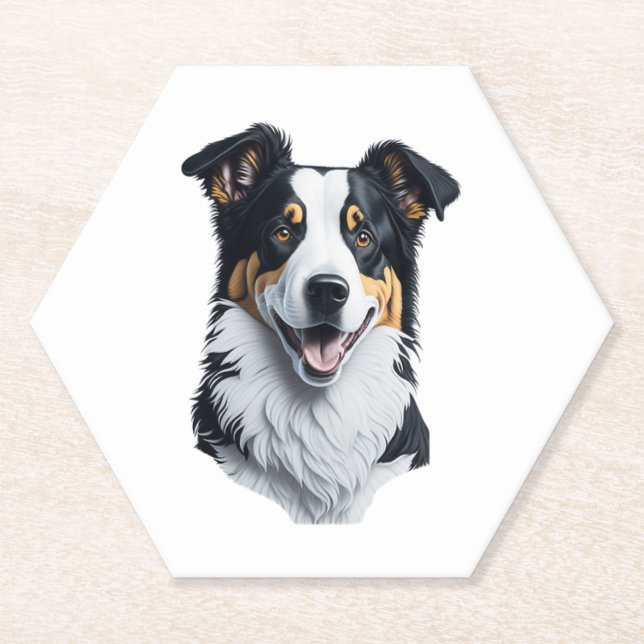 Border Collie Gesicht Untersetzer (Vorderseite)
