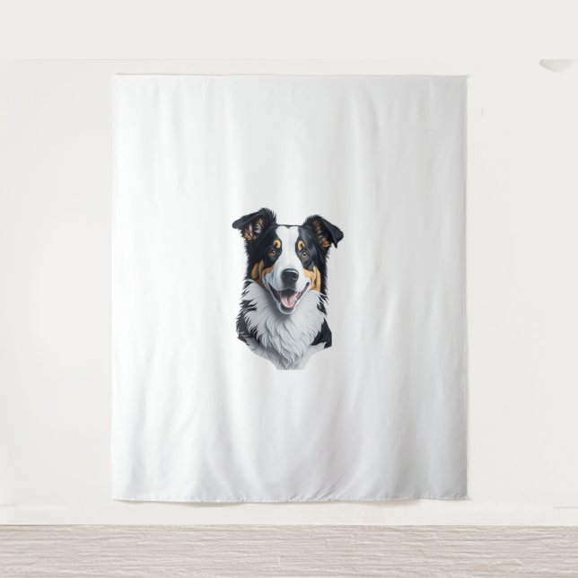 Border Collie Gesicht Wandteppich (Vorderseite)