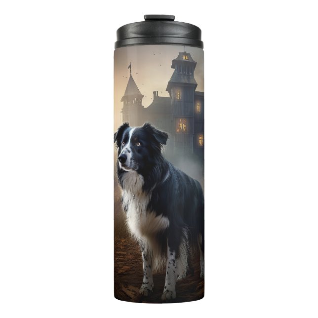 Border Collie Halloween Beängstigend Thermosbecher (Vorderseite)