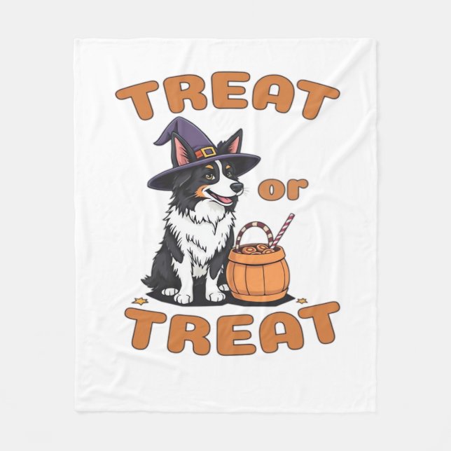 Border Collie Halloween Dog Kostüm "Leckerei oder  Fleecedecke (Vorderseite)