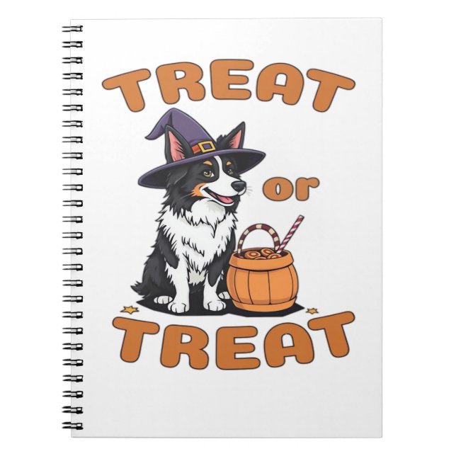 Border Collie Halloween Dog Kostüm "Leckerei oder  Notizblock (Vorderseite)