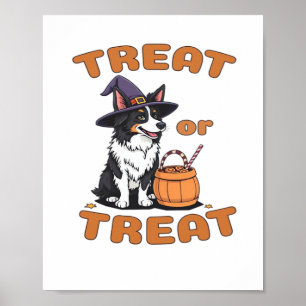 Border Collie Halloween Dog Kostüm "Leckerei oder  Poster