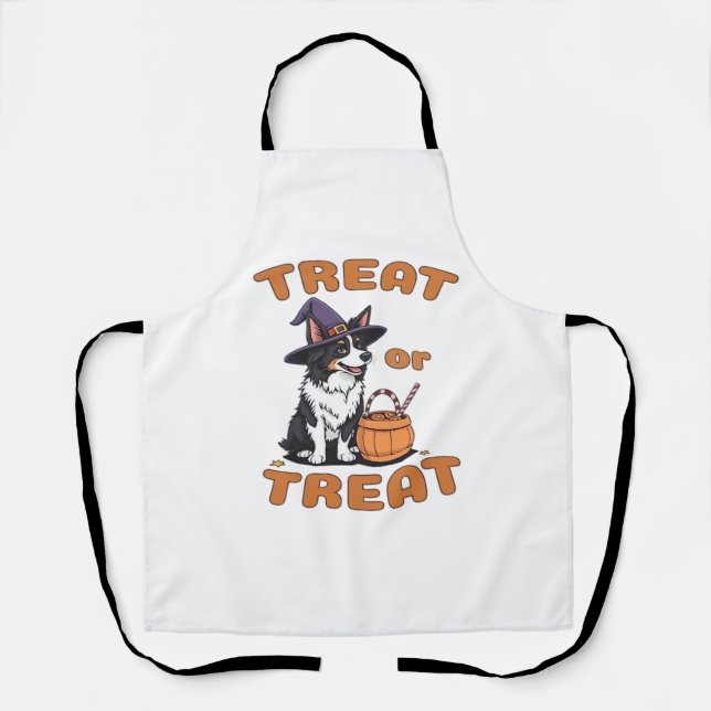 Border Collie Halloween Dog Kostüm "Leckerei oder  Schürze (Vorderseite)