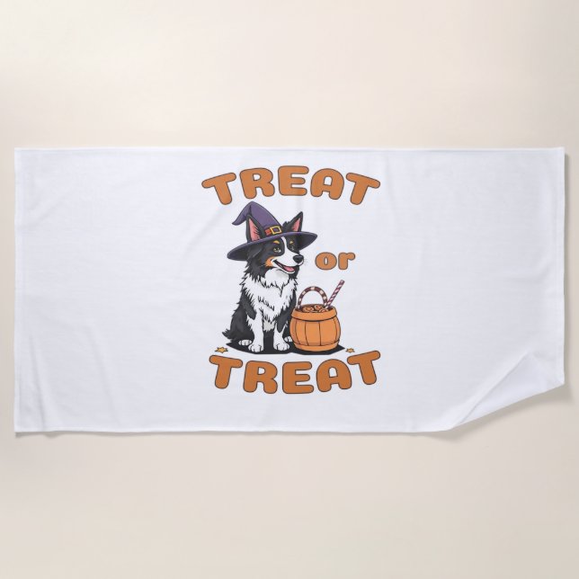 Border Collie Halloween Dog Kostüm "Leckerei oder  Strandtuch (Vorderseite)
