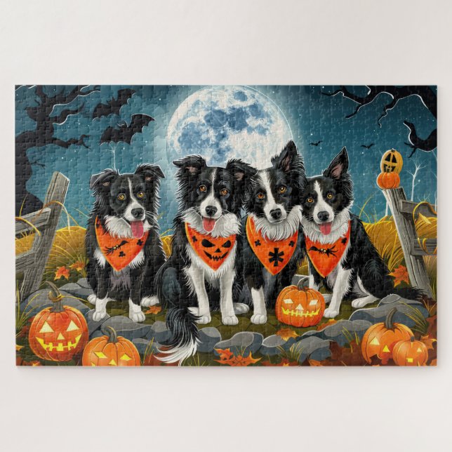 Border Collie Halloween Gruselig (Horizontal)