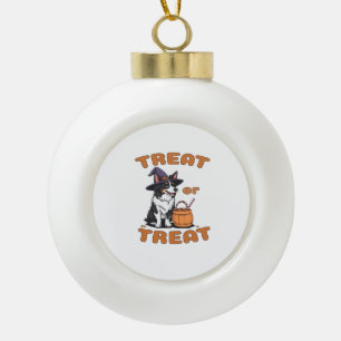 Border Collie Halloween-Hundekostüm �Süßes oder Sa Keramik Kugel-Ornament